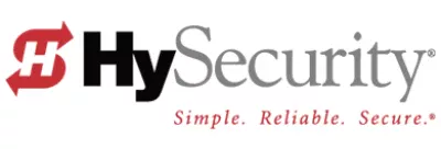 HySecurity logo featuring a stylized red "H" with arrows pointing left and right, followed by the word "HySecurity" where "Hy" is in bold black and "Security" in gray. Below this text, the tagline reads “Simple. Reliable. Secure.” in red, perfect for driveway gate systems and gate technicians.